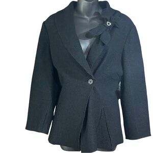 Revue black wool blazer designed unique decor elements structured silhouette xl